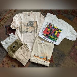 5 Tees, size Large, short sleeve, neutral colours, $25 for 5 tees.
